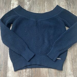 Navy Blue off the shoulder abercrombie sweater
